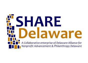 share delaware logo shaped like delaware